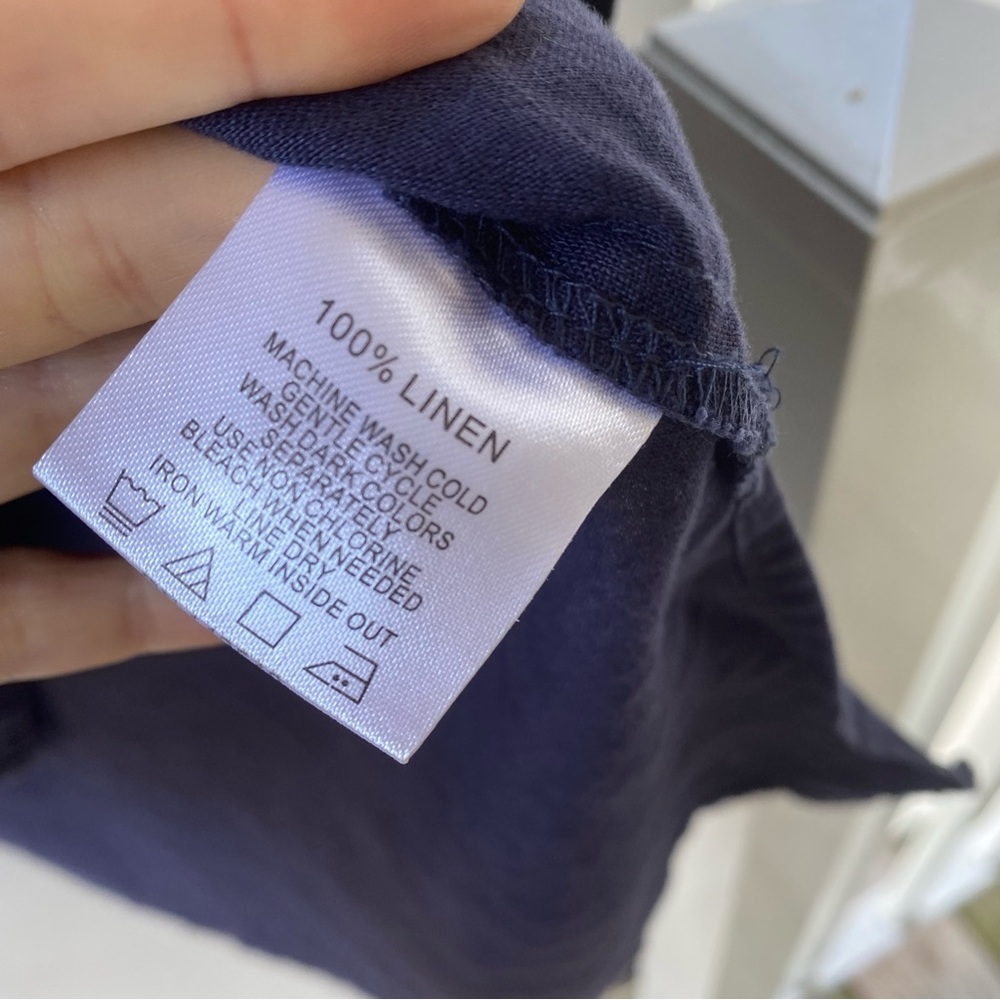 SYMPLE NYC Navy Blue Boho Linen Top - Picture 4 of 11